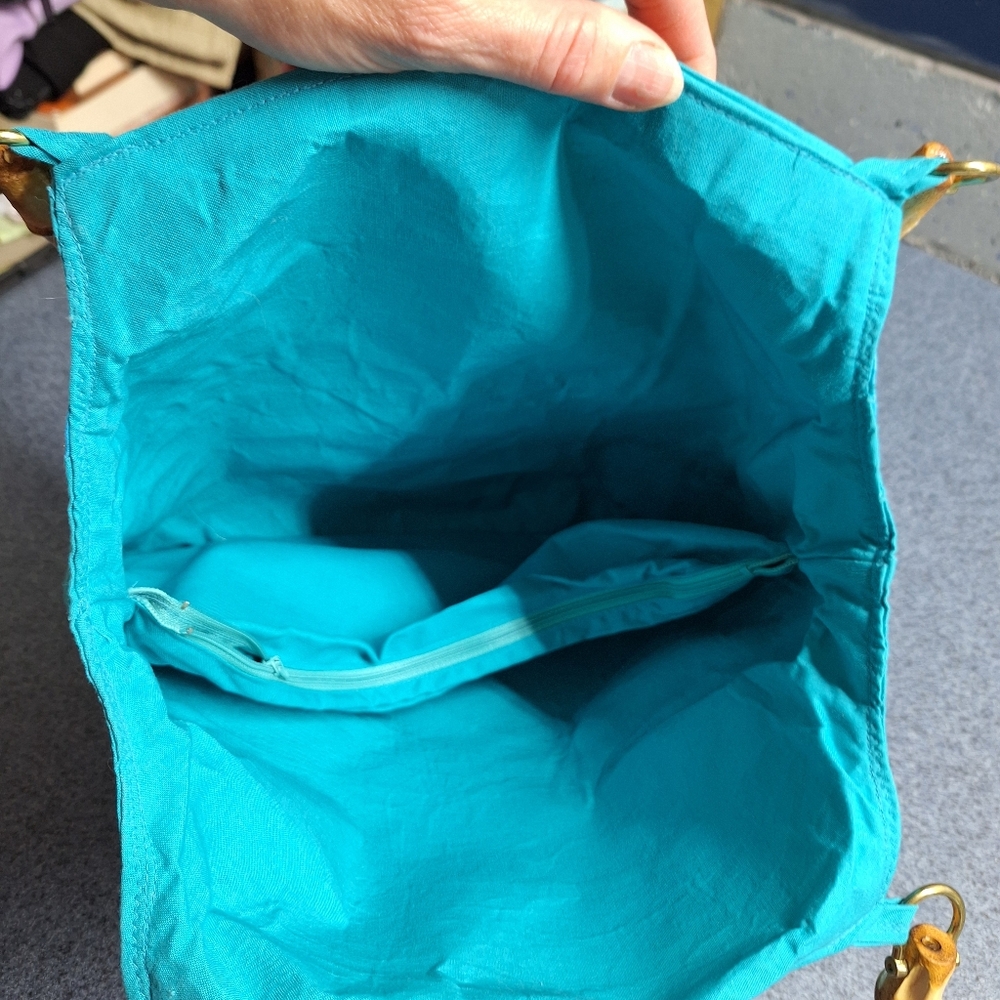 Handcrafted Patchwork Shoulder Bag/Tote With Bamb… - image 5